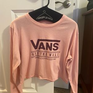 Vans Long sleeve crop top - pink with burgundy lettering.